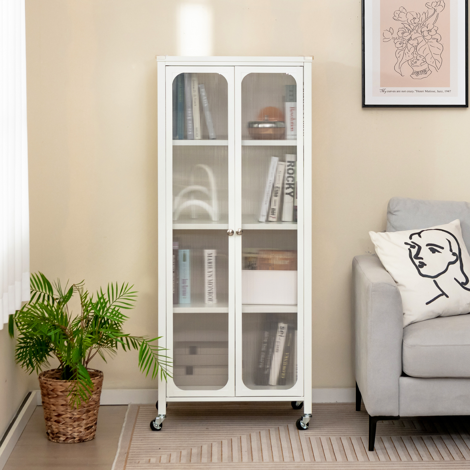 OUTGOO Storage Cabinet with Wheels and Adjustable Shelves for Home, Patio, Outdoor and Everyday Use