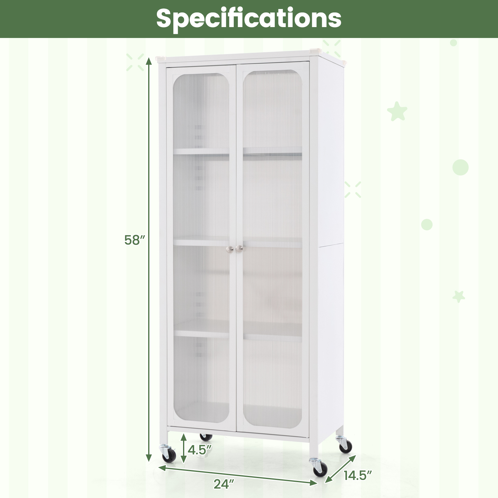 OUTGOO Storage Cabinet with Wheels and Adjustable Shelves for Home, Patio, Outdoor and Everyday Use