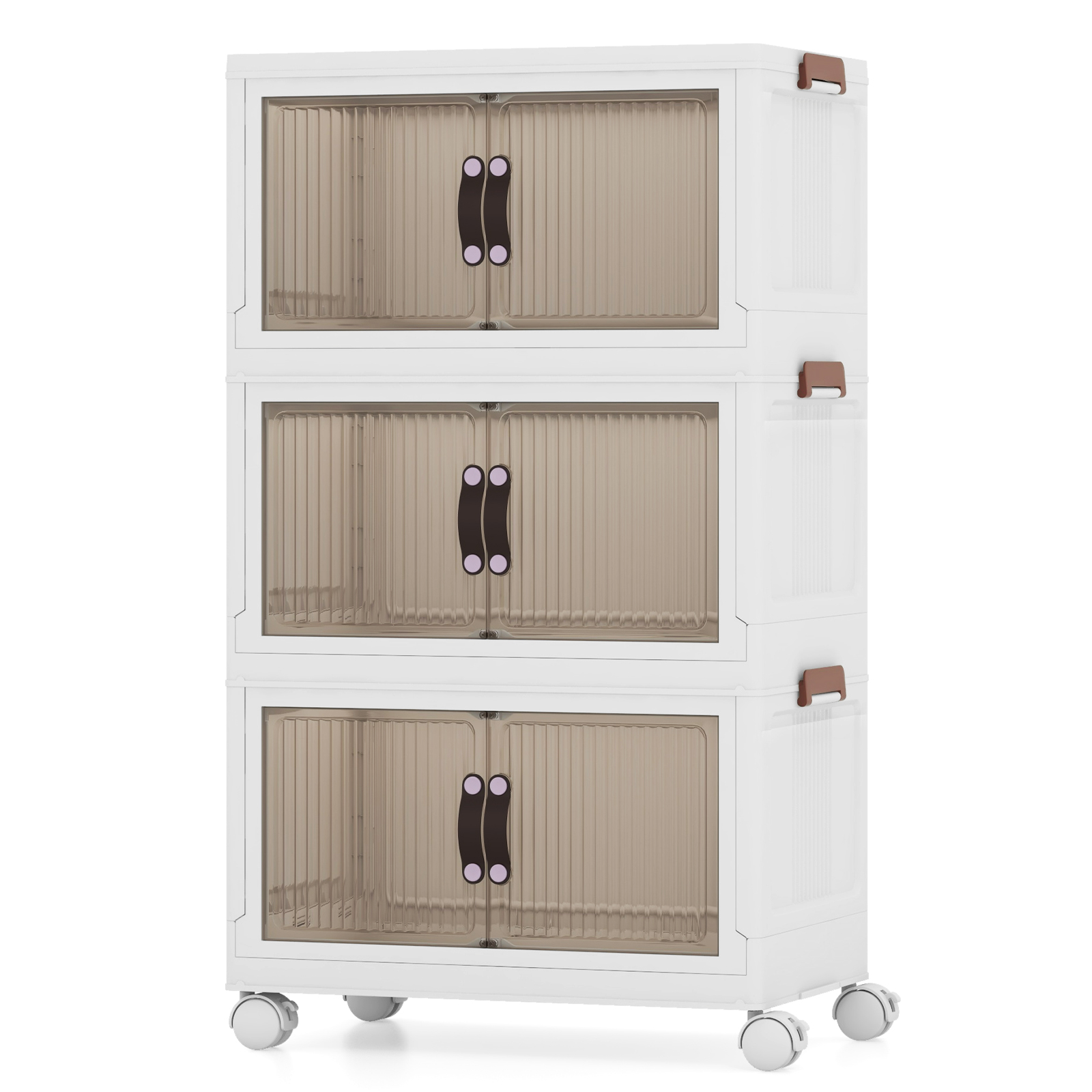 OUTGOO 25.5/60 Gal Stackable Storage Boxes Bins with Magnetic Doors and Lockable Casters