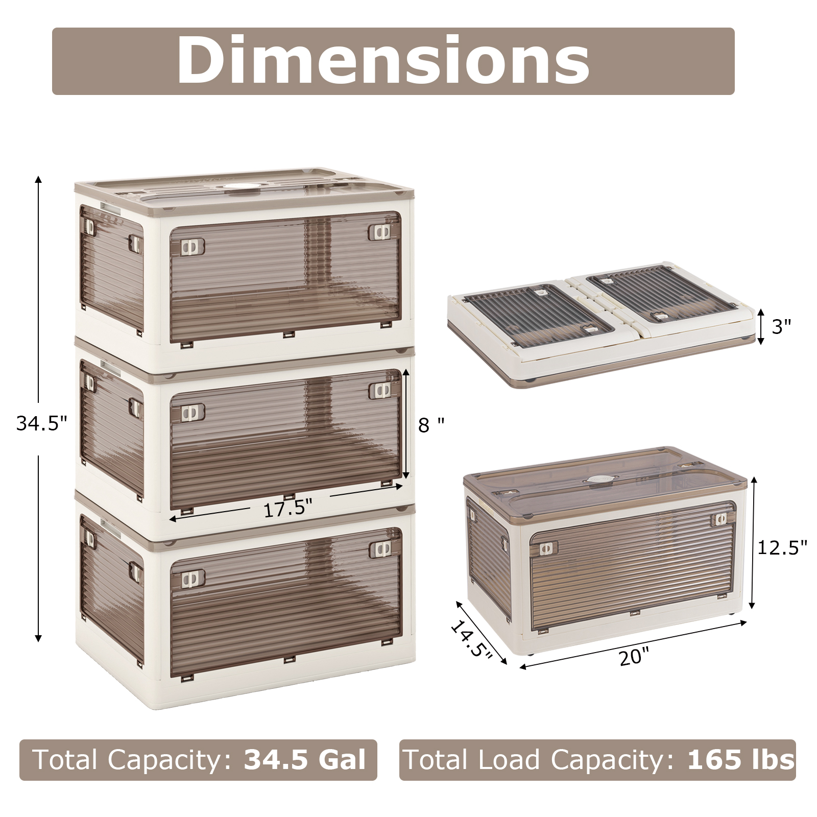 OUTGOO 3-Pack Stackable Storage Bins with Lids with 5 Opening Ways for Home, Patio, Outdoor and Everyday Use