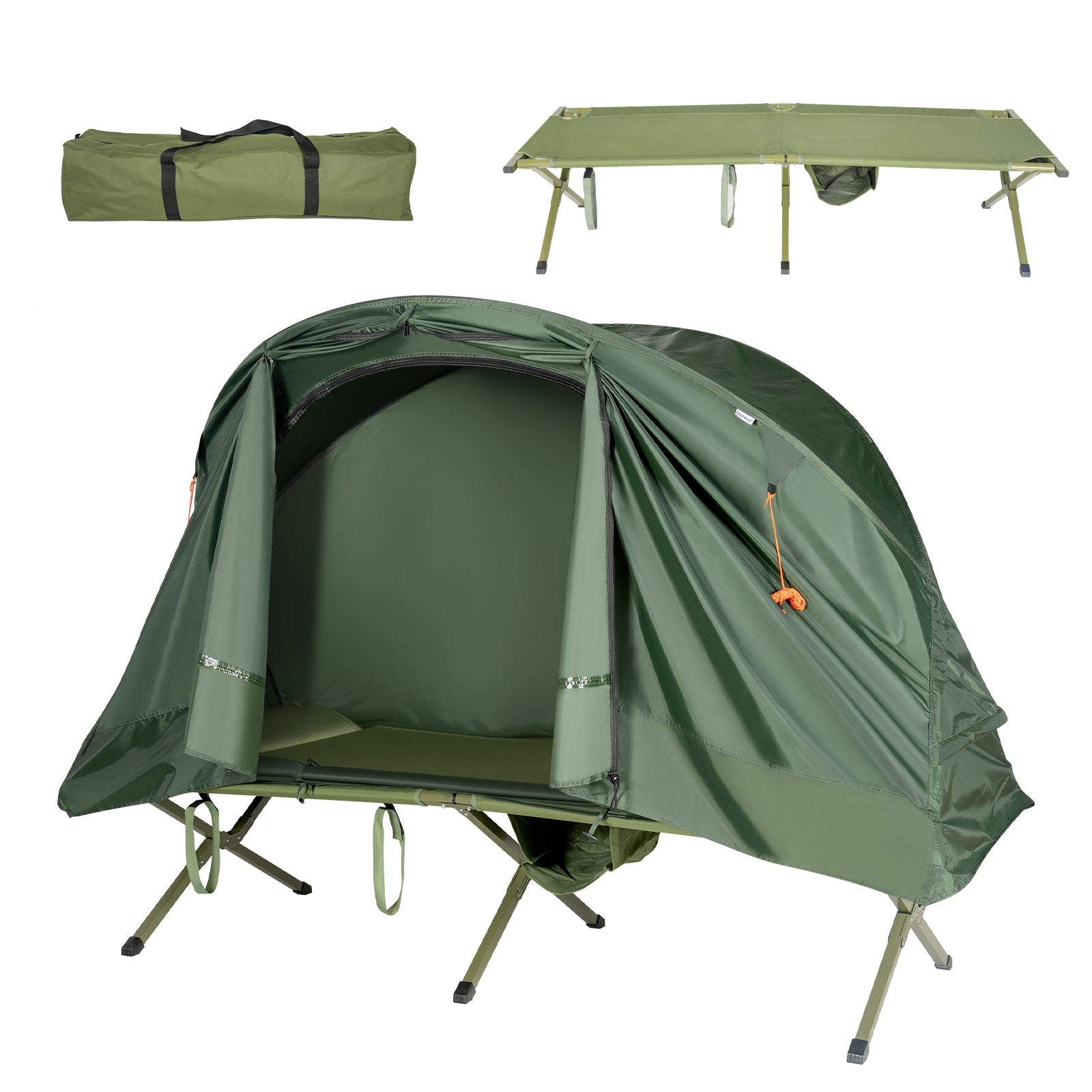 OUTGOO 1-Person Cot Elevated Compact Tent Set with External Cover for Home, Patio, Outdoor and Everyday Use