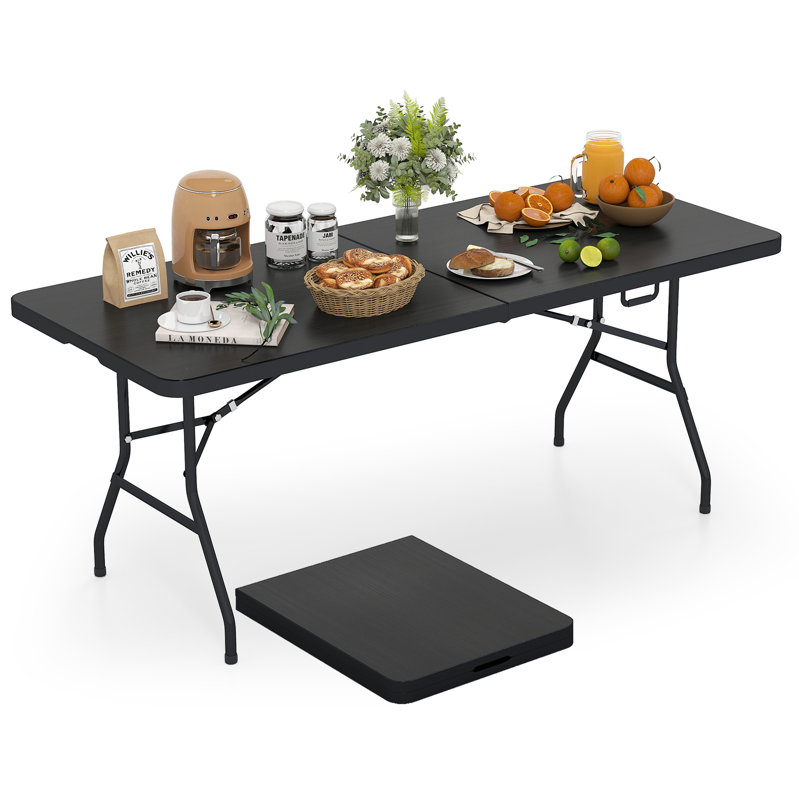 OUTGOO Portable Folding Camping Table with Carrying Handle for Picnic for Home, Patio, Outdoor and Everyday Use