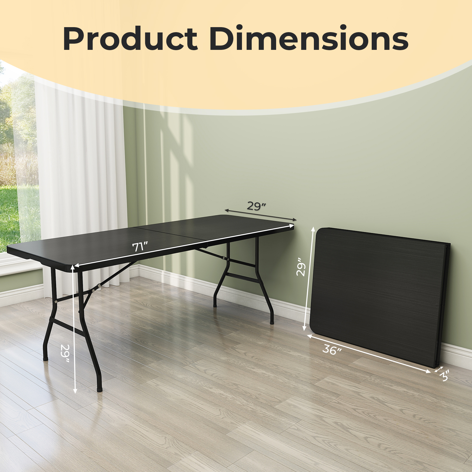 OUTGOO Portable Folding Camping Table with Carrying Handle for Picnic for Home, Patio, Outdoor and Everyday Use