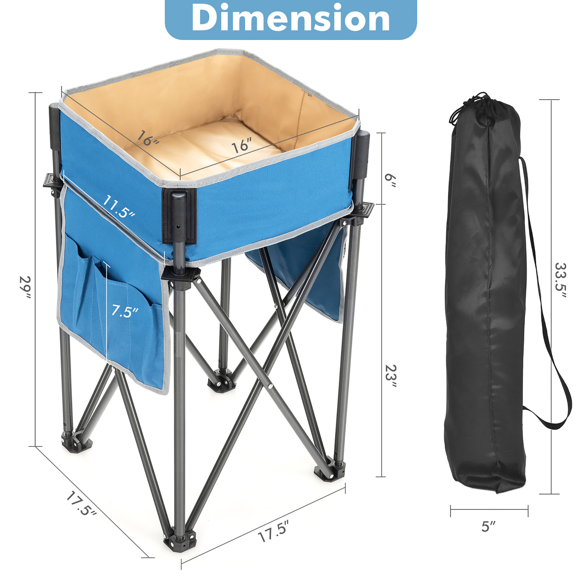 OUTGOO 2 Pieces Folding Camping Tables with Large Capacity Storage Sink for Home, Patio, Outdoor and Everyday Use