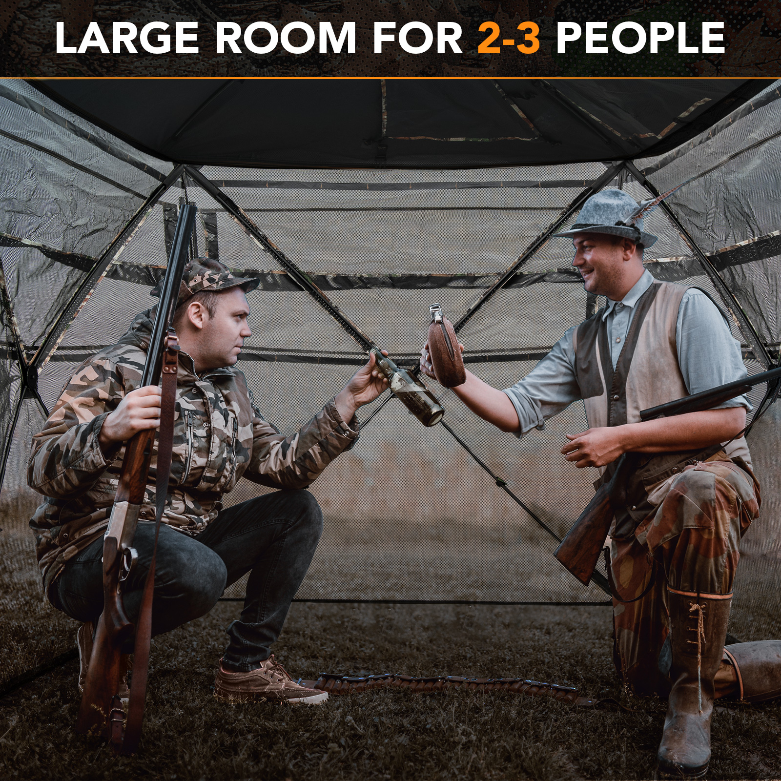 OUTGOO 5-IN-1 Detachable Hunting Blind for 2-3 People with Skylight for Home, Patio, Outdoor and Everyday Use