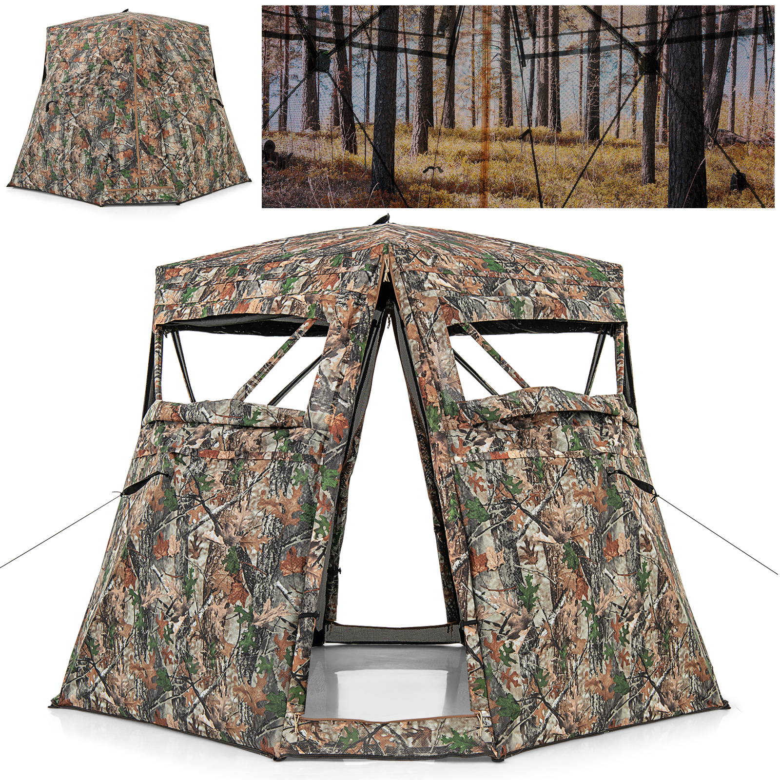 OUTGOO 360° One Way See Through Ground Hunting Blind for Deer and Turkey Hunting