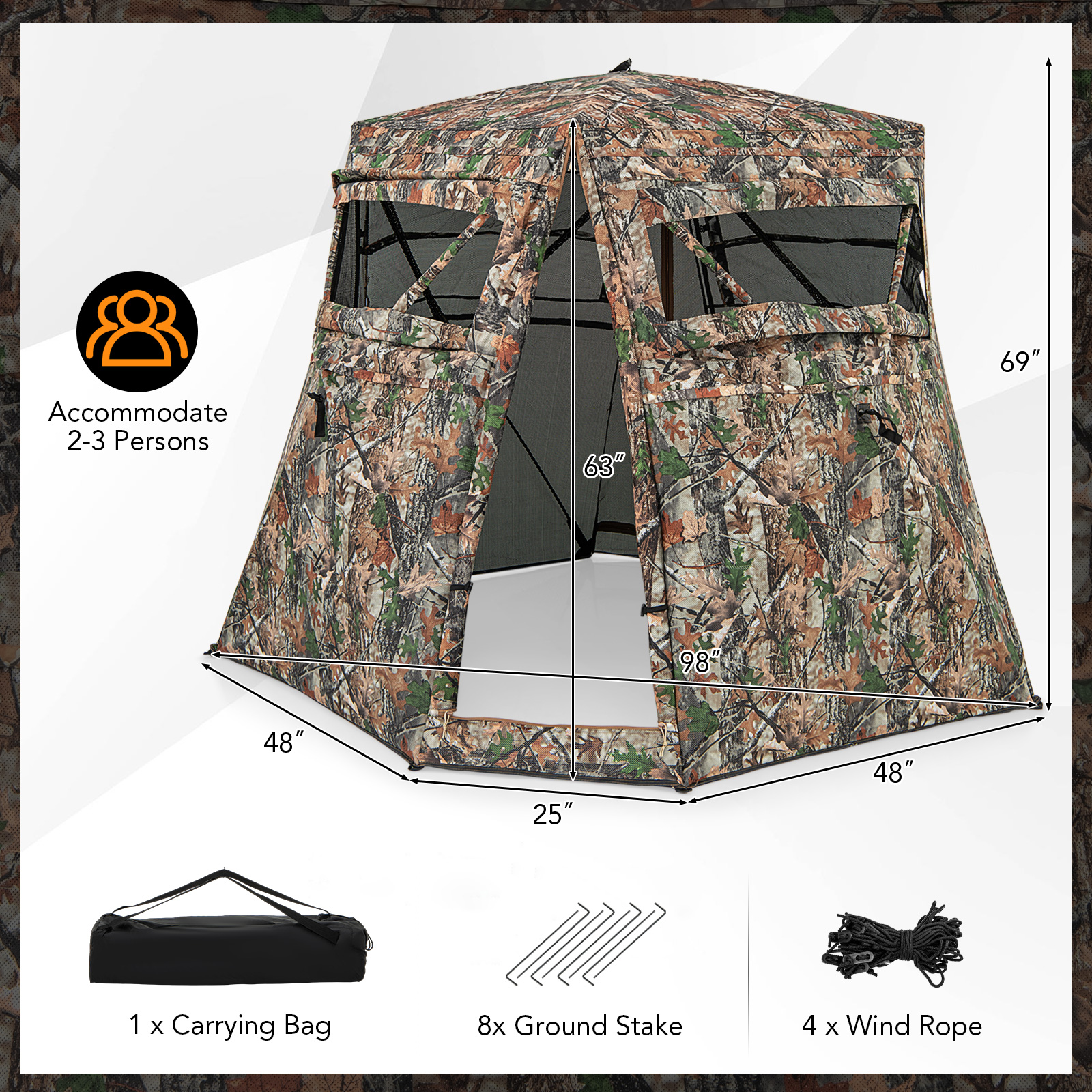 OUTGOO 360° One Way See Through Ground Hunting Blind for Deer and Turkey Hunting