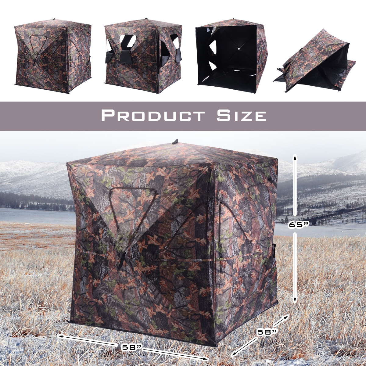 OUTGOO Ground Hunting Blind Portable Deer Pop Up Camo Hunter for Home, Patio, Outdoor and Everyday Use
