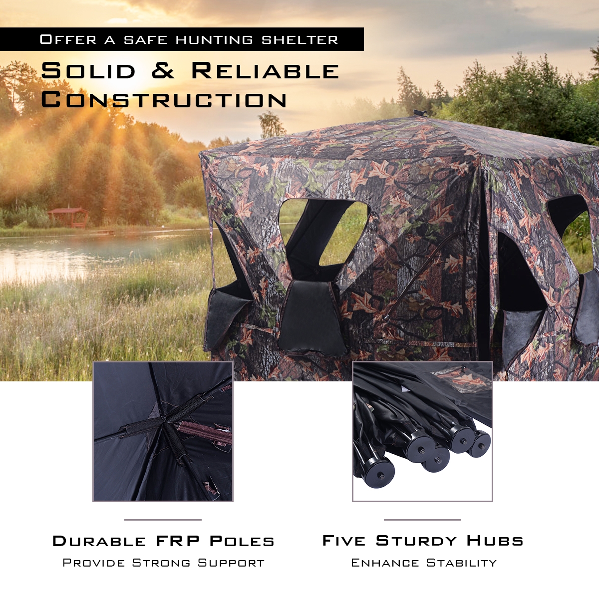 OUTGOO Ground Hunting Blind Portable Deer Pop Up Camo Hunter for Home, Patio, Outdoor and Everyday Use