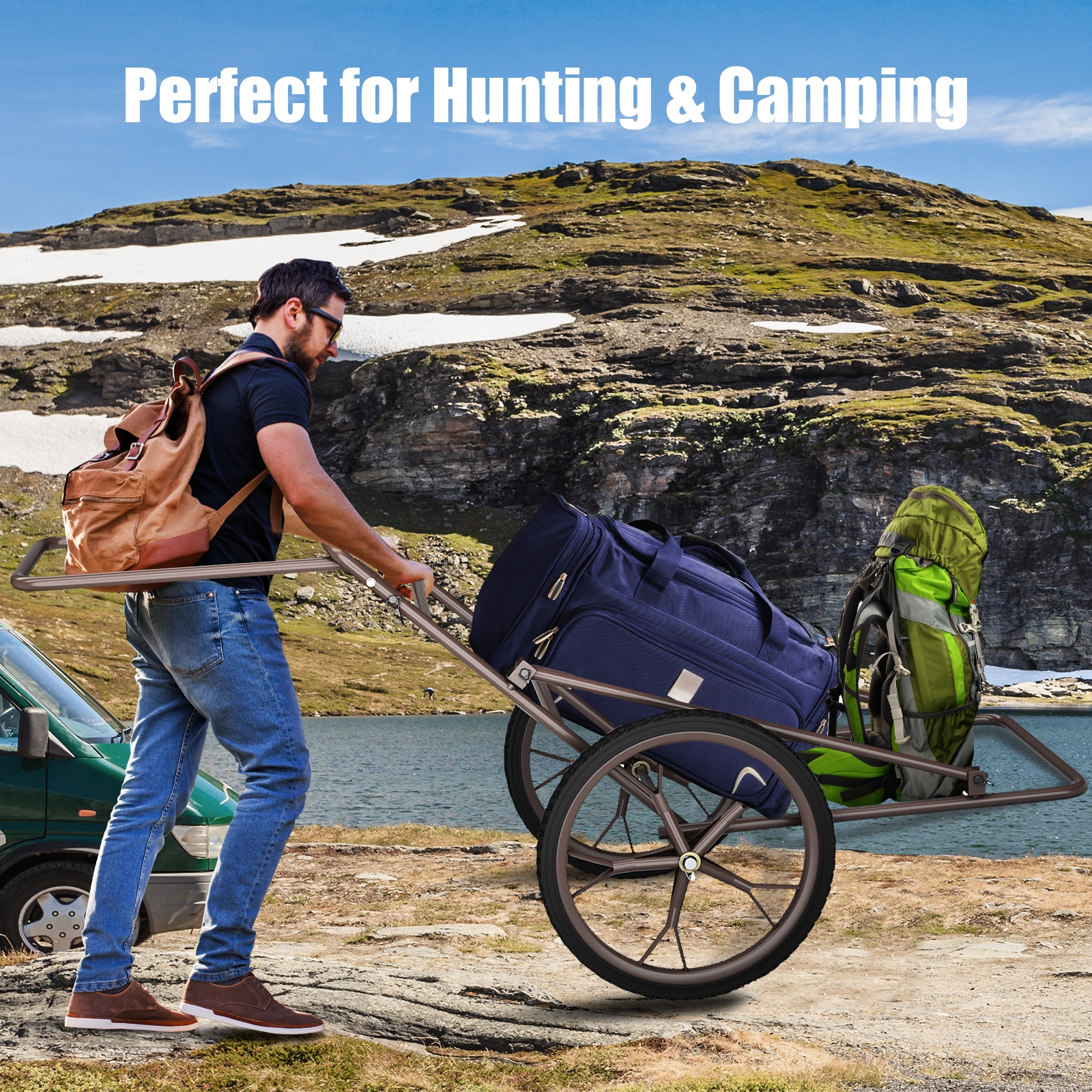 OUTGOO Larger Capacity Folding Deer Game Cart for Home, Patio, Outdoor and Everyday Use