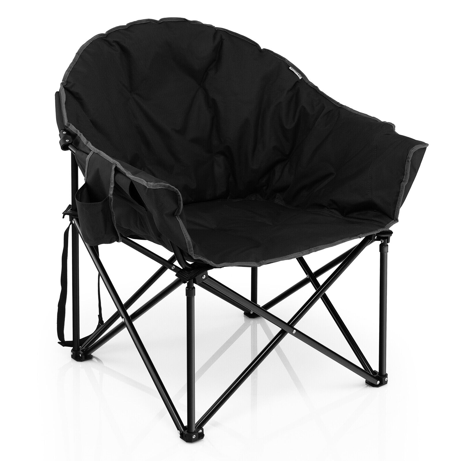 OUTGOO Folding Camping Moon Padded Chair with Carrying Bag for Home, Patio, Outdoor and Everyday Use