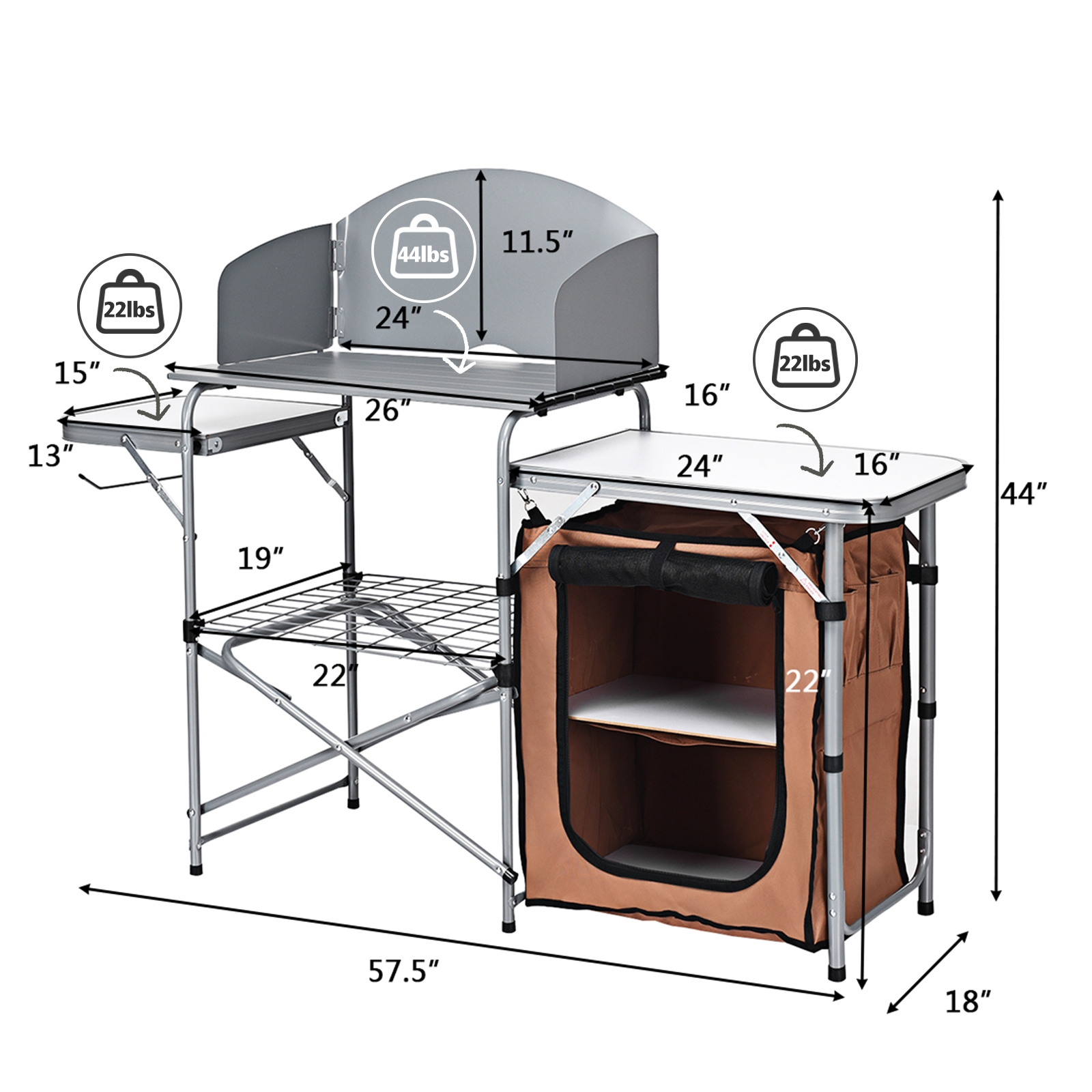 OUTGOO Outdoor BBQ Portable Grilling Table with Windscreen Bag for Home, Patio, Outdoor and Everyday Use