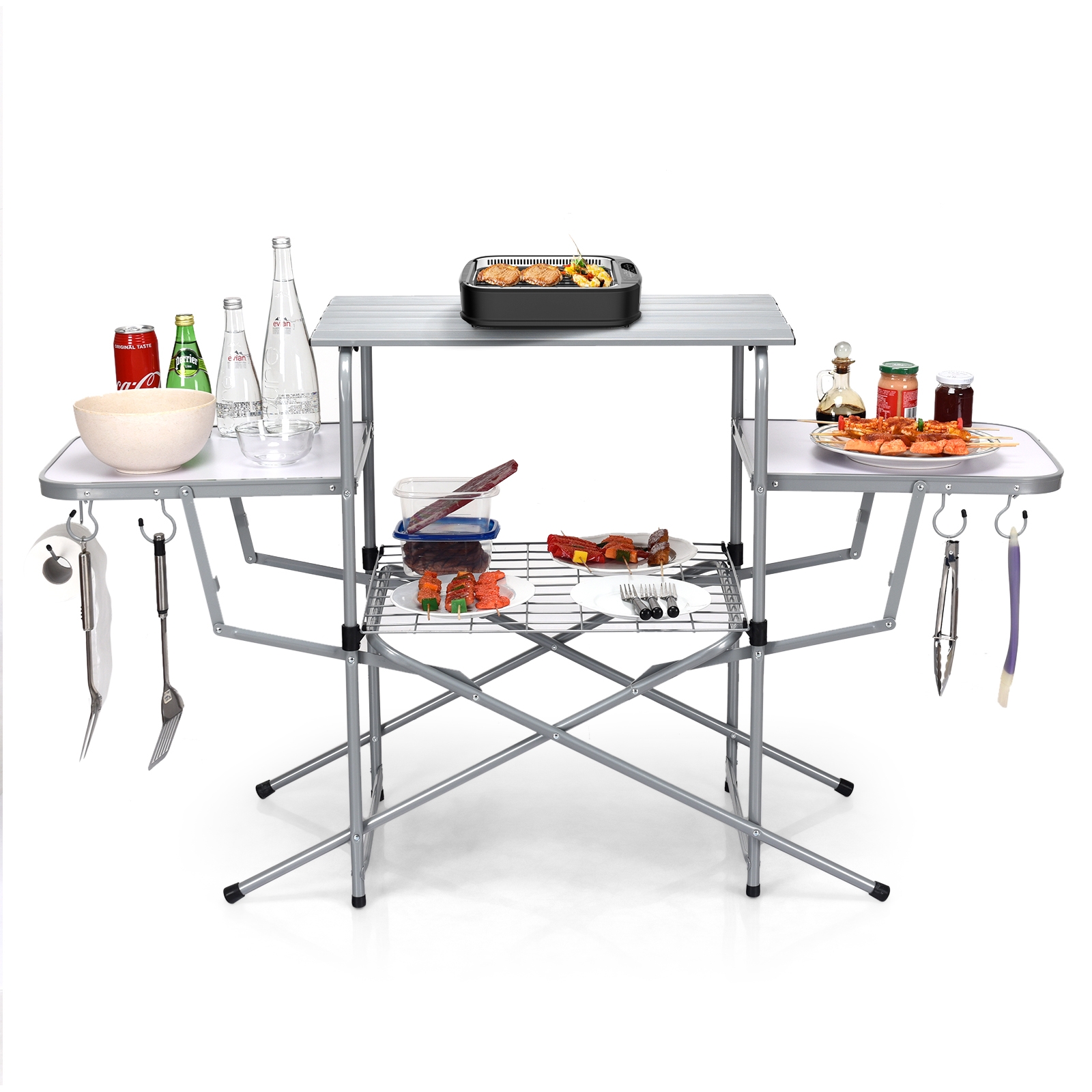 OUTGOO Foldable Outdoor BBQ Table Grilling Stand for Home, Patio, Outdoor and Everyday Use