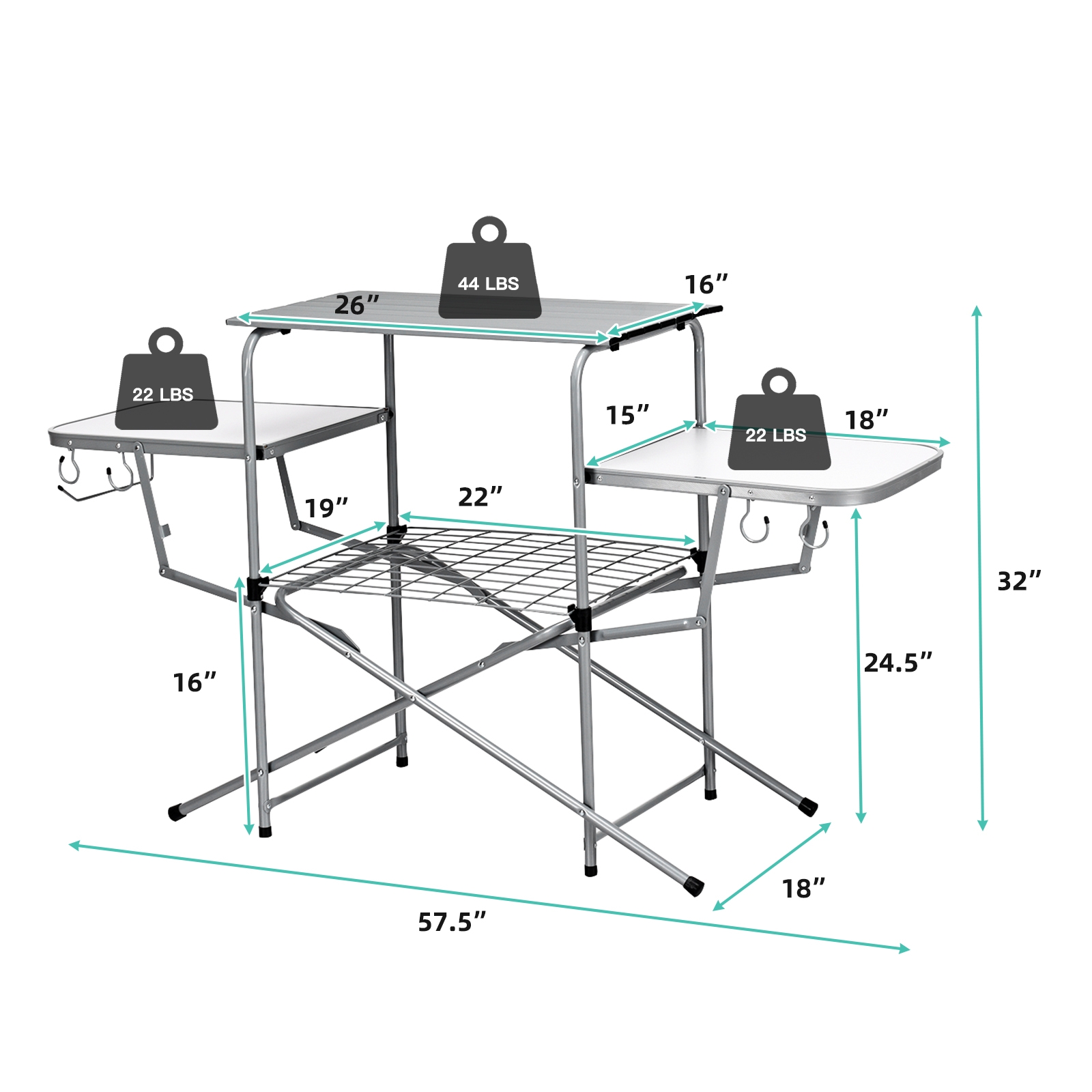 OUTGOO Foldable Outdoor BBQ Table Grilling Stand for Home, Patio, Outdoor and Everyday Use