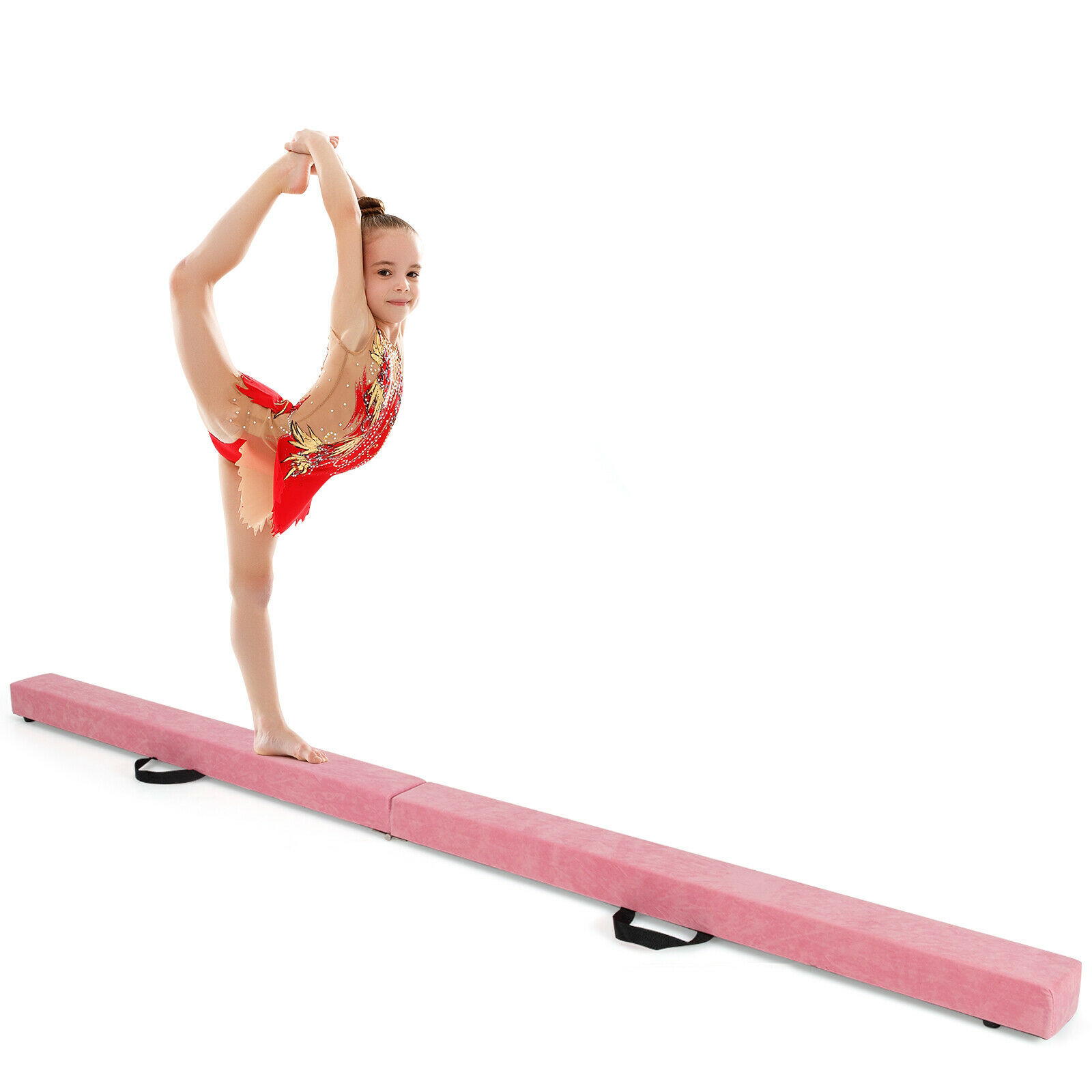 OUTGOO 7 Feet Folding Portable Floor Balance Beam with Handles for Gymnasts