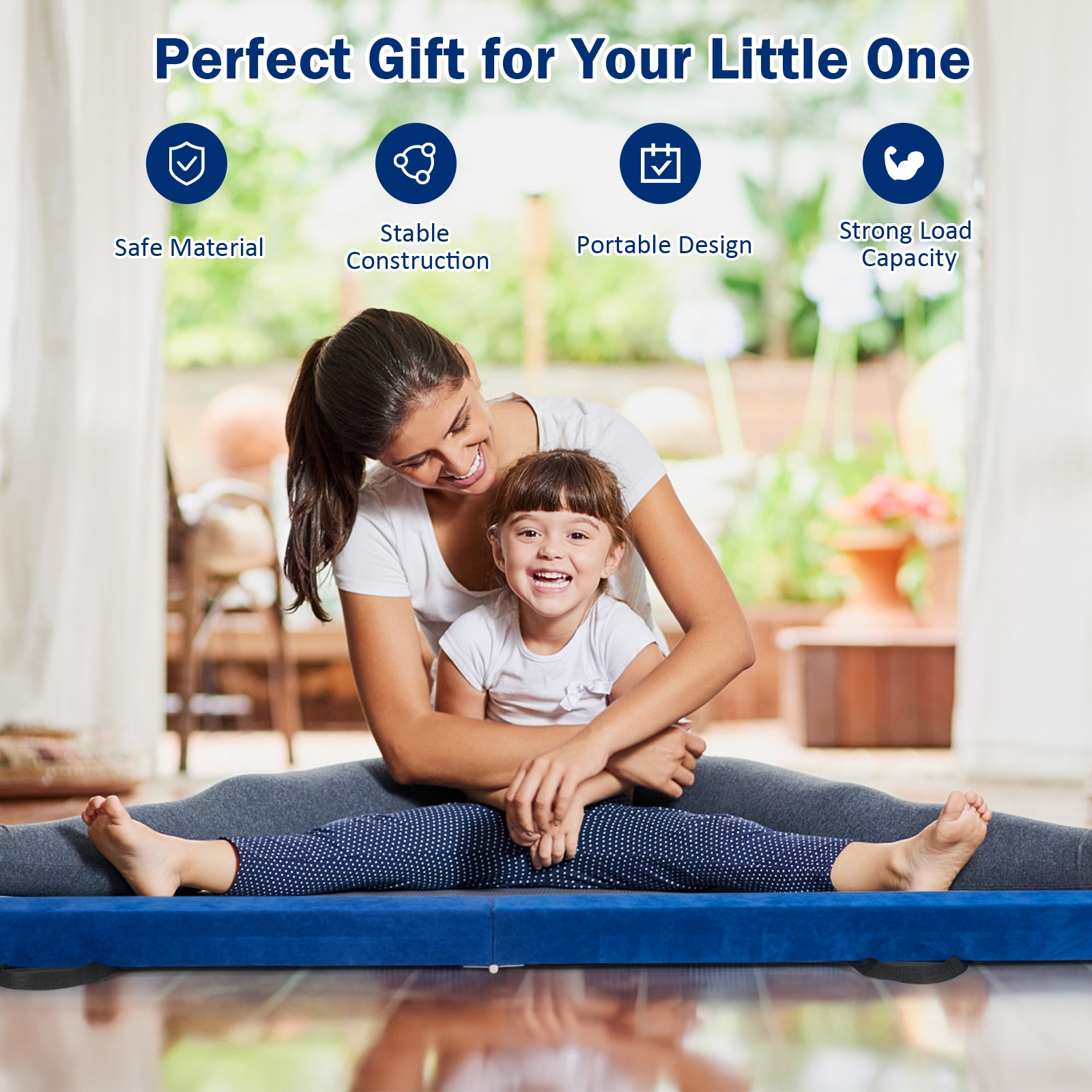 OUTGOO 7 Feet Folding Portable Floor Balance Beam with Handles for Gymnasts