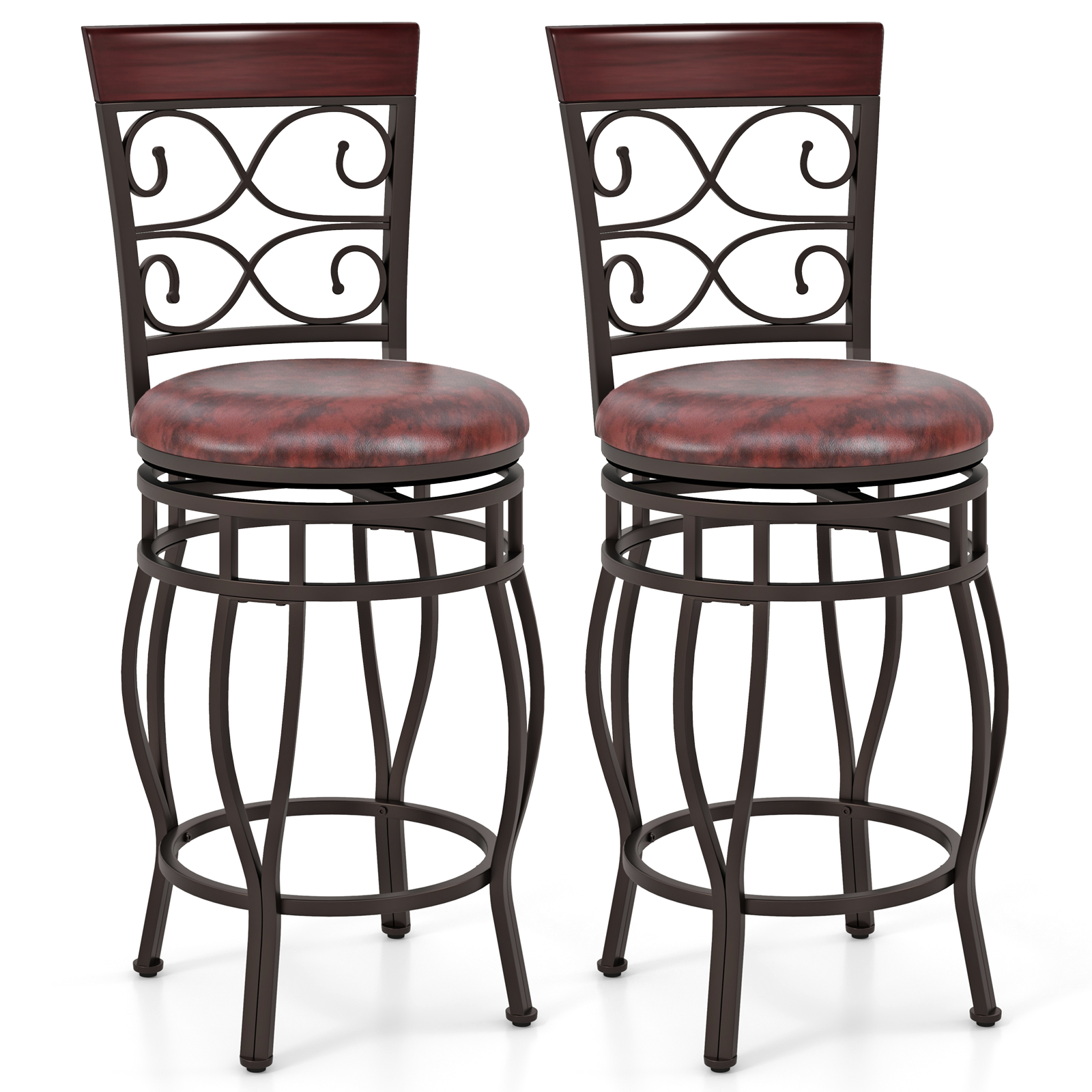 OUTGOO Set of 2 26 Inch Bar Stool with Backrest and Footrest for Home Organization and Everyday Living