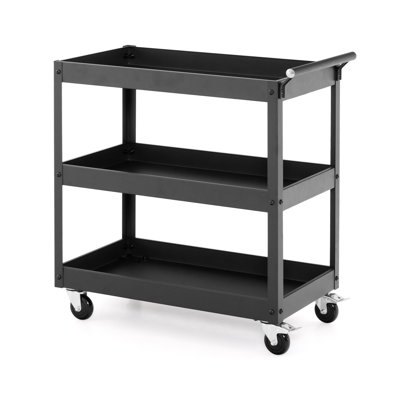 OUTGOO 3-Tier Utility Cart with Steel Frame and Four Wheels for Home Organization and Everyday Living