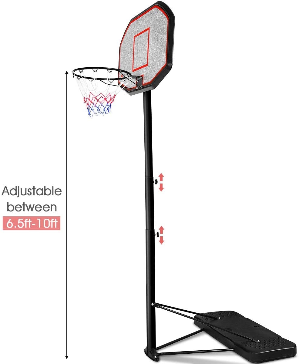 OUTGOO 43 Inch Indoor Outdoor Height Adjustable Basketball Hoop for Active Play, Training and Family Fun