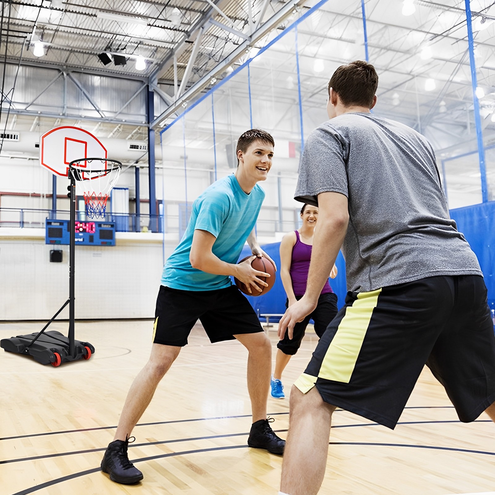 OUTGOO Adjustable Basketball Hoop System Stand with Wheels for Active Play, Training and Family Fun