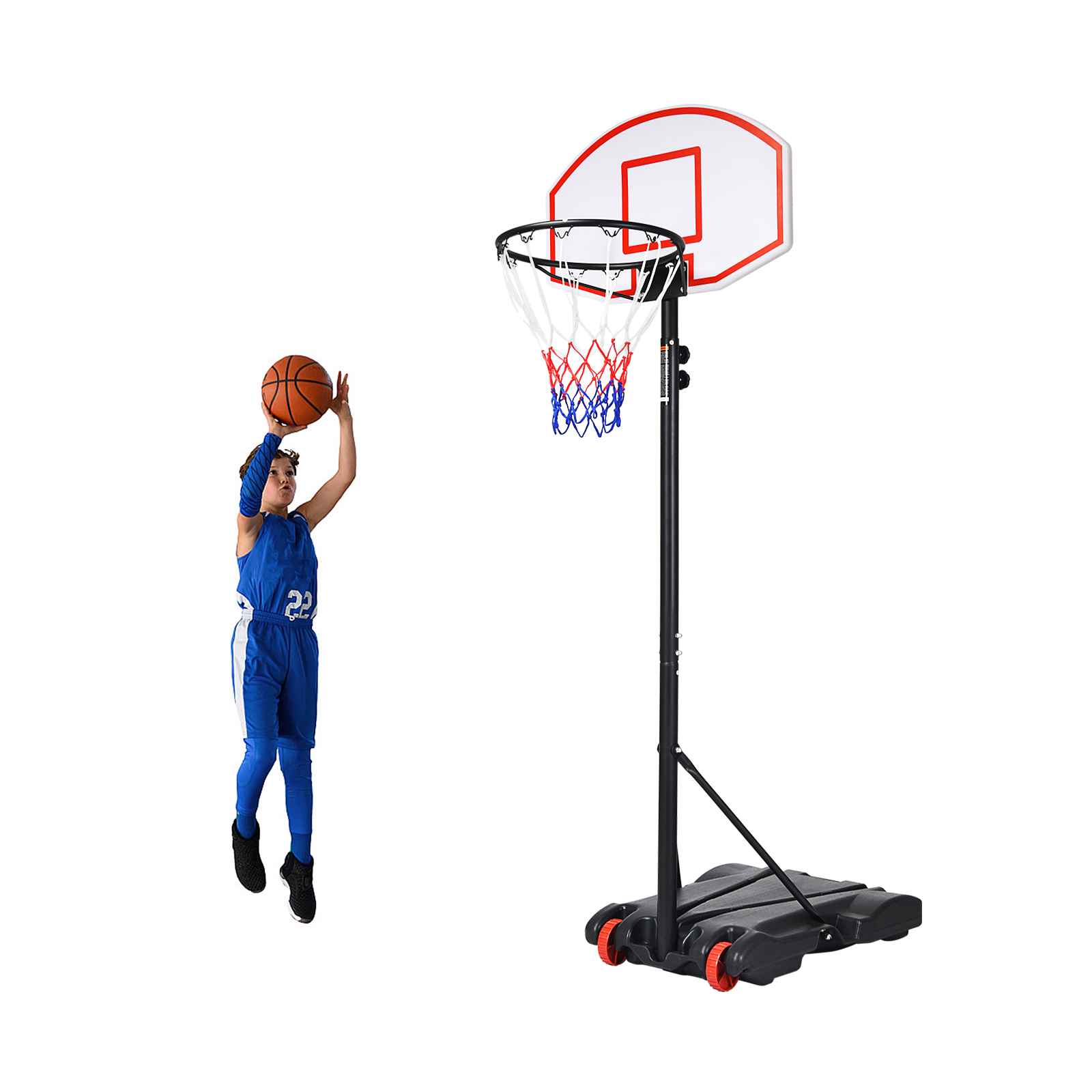 OUTGOO Adjustable Basketball Hoop System Stand with Wheels for Active Play, Training and Family Fun