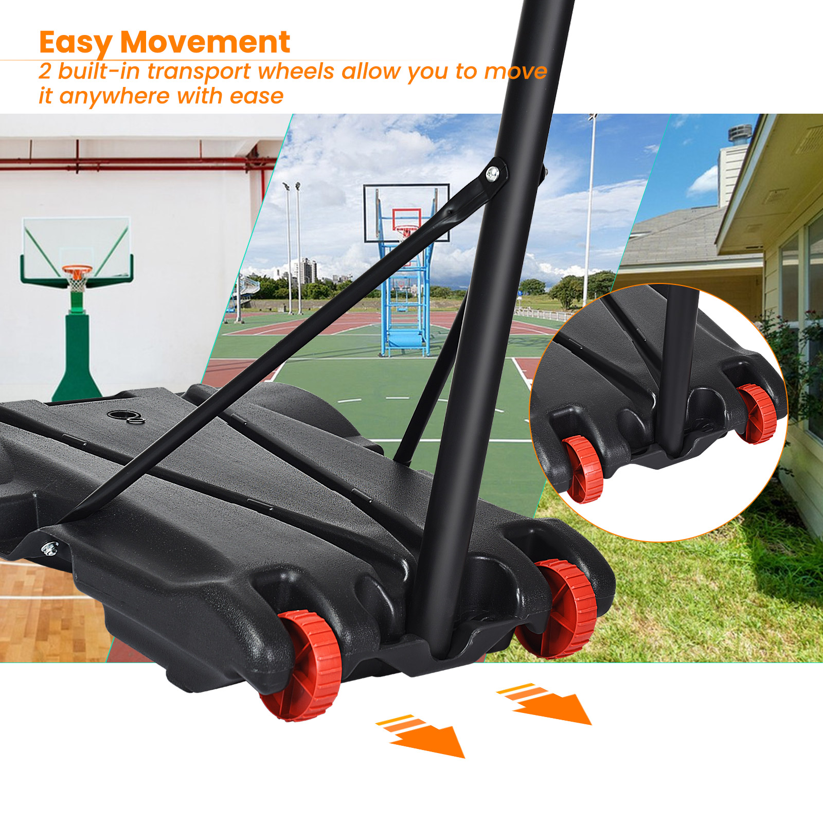 OUTGOO Adjustable Basketball Hoop System Stand with Wheels for Active Play, Training and Family Fun