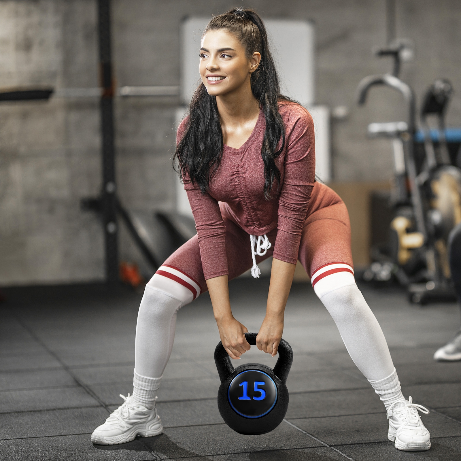 OUTGOO 3 Pieces 5 10 15lbs Kettlebell Weight Set for Active Play, Training and Family Fun