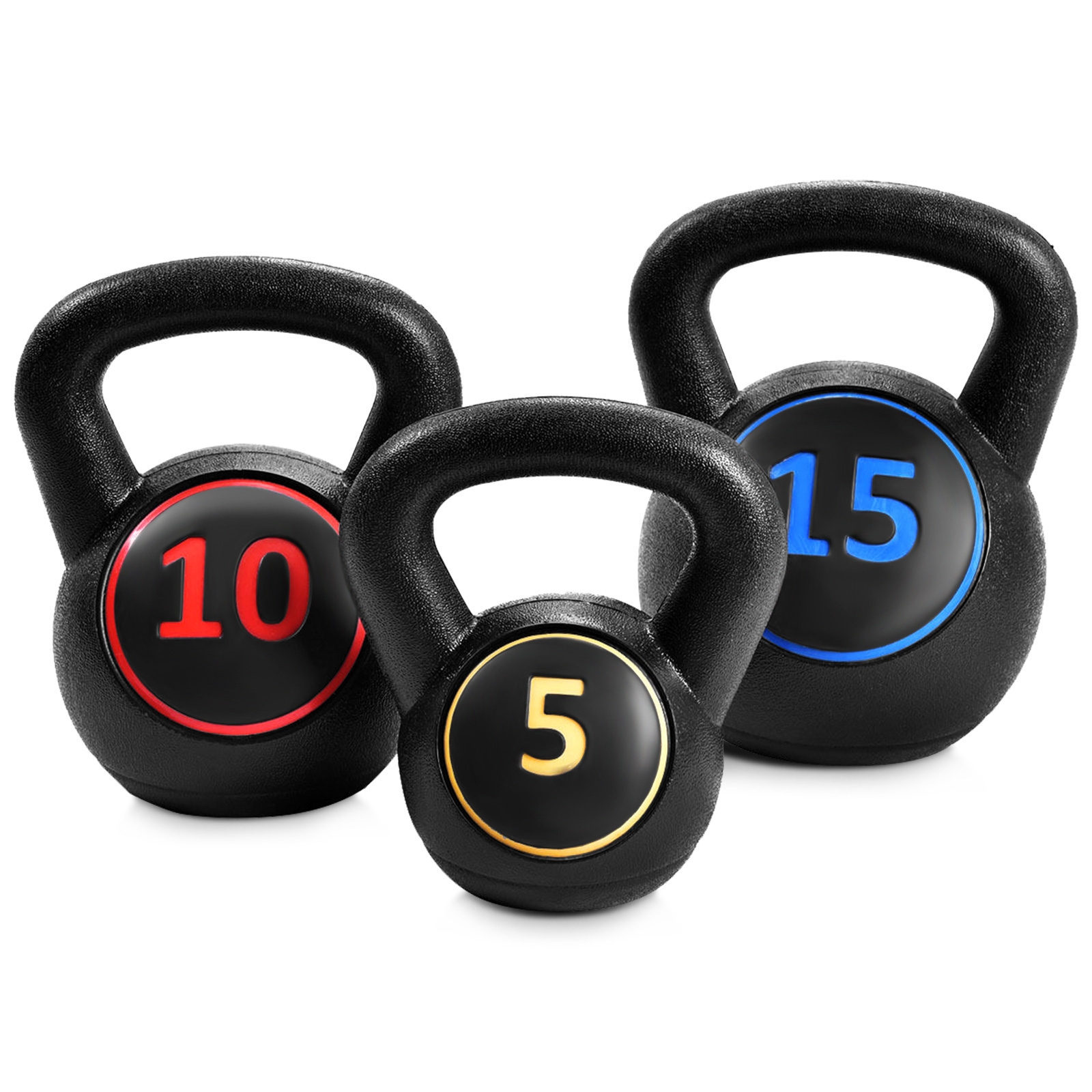 OUTGOO 3 Pieces 5 10 15lbs Kettlebell Weight Set for Active Play, Training and Family Fun
