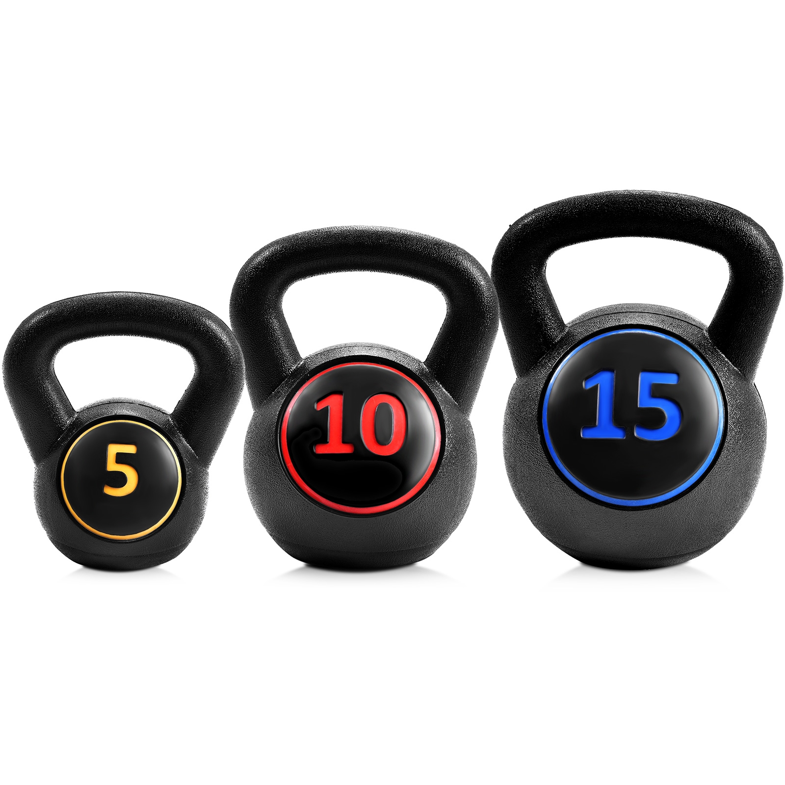 OUTGOO 3 Pieces 5 10 15lbs Kettlebell Weight Set for Active Play, Training and Family Fun