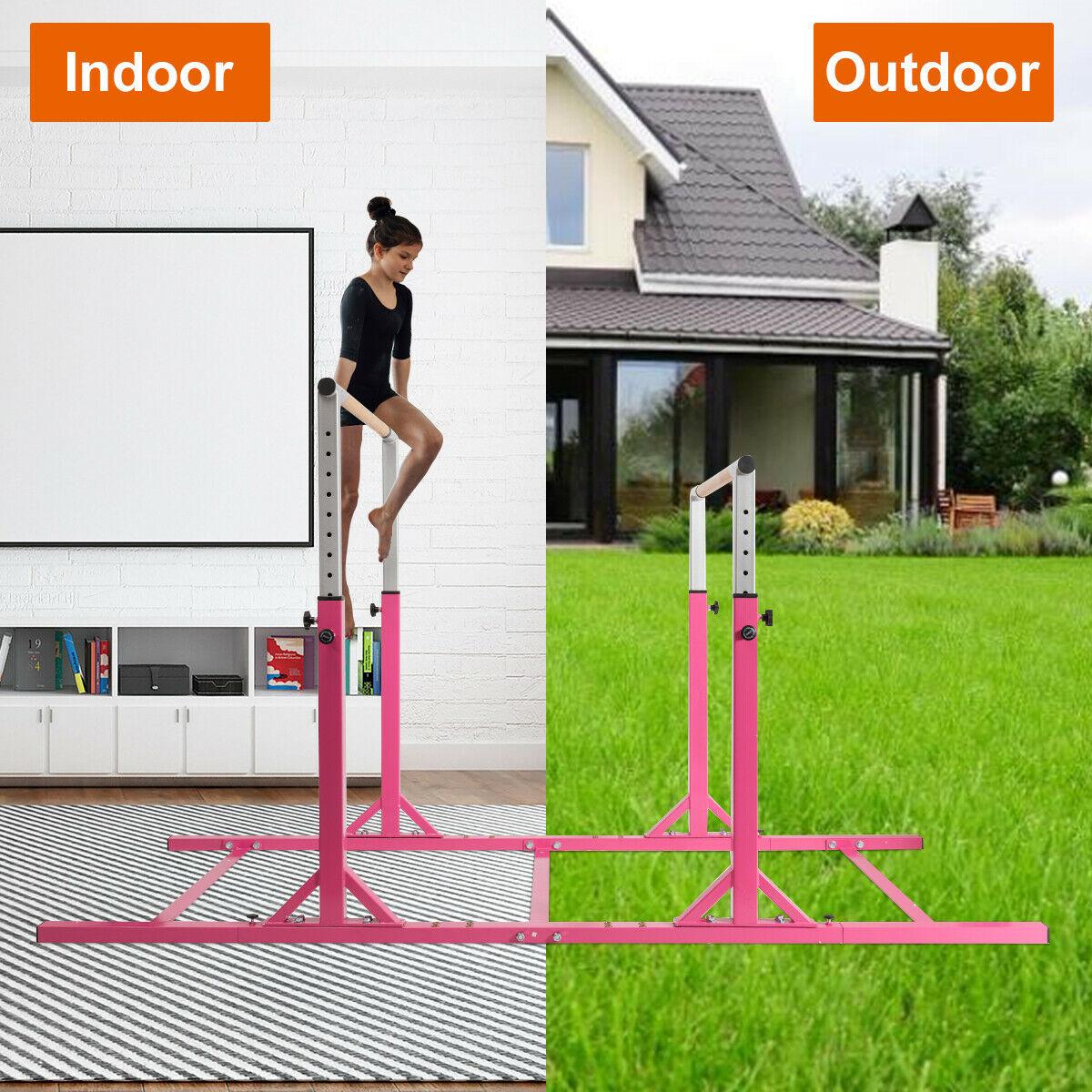 OUTGOO Adjustable Kids Double Horizontal Bars Gymnastic Training Parallel Bars