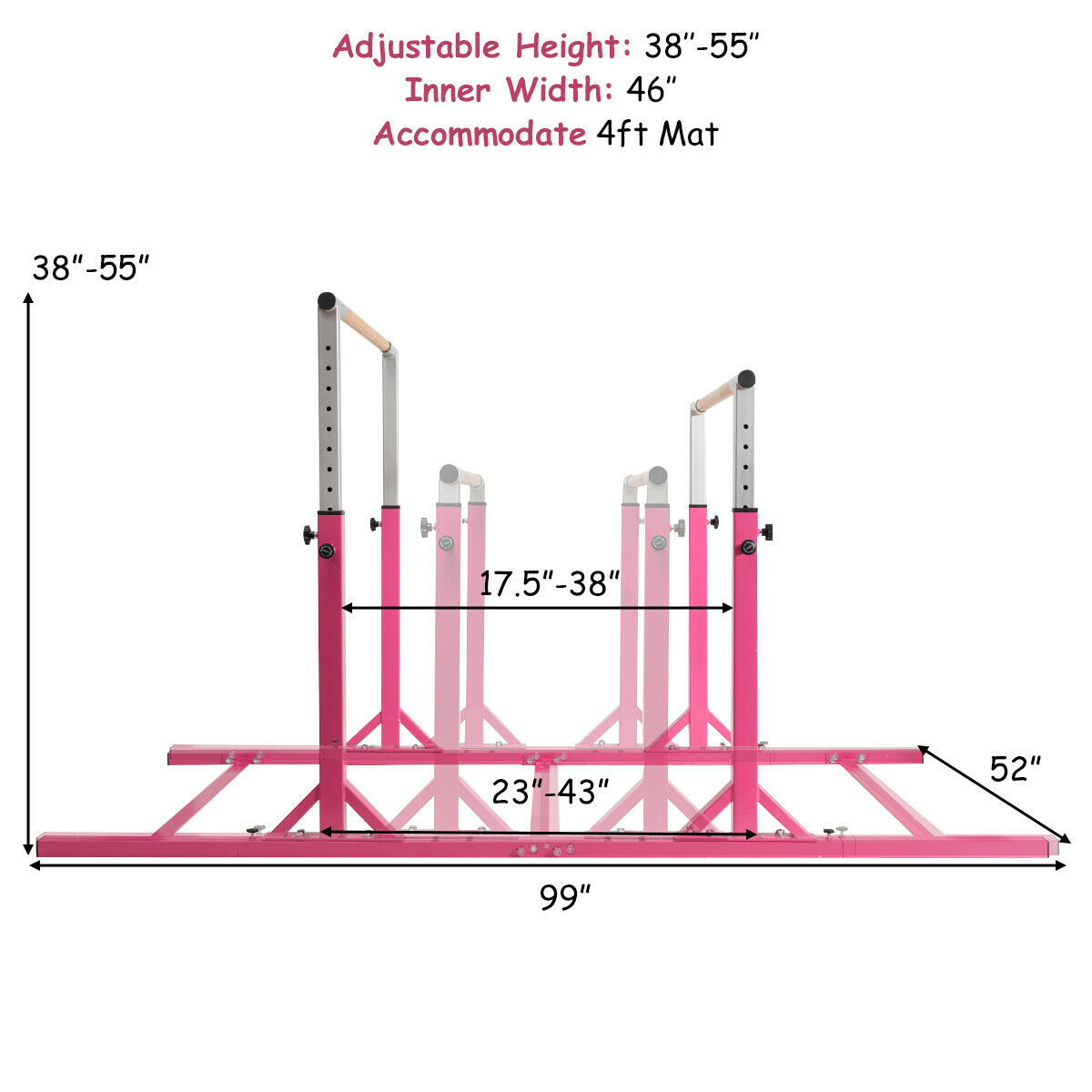 OUTGOO Adjustable Kids Double Horizontal Bars Gymnastic Training Parallel Bars