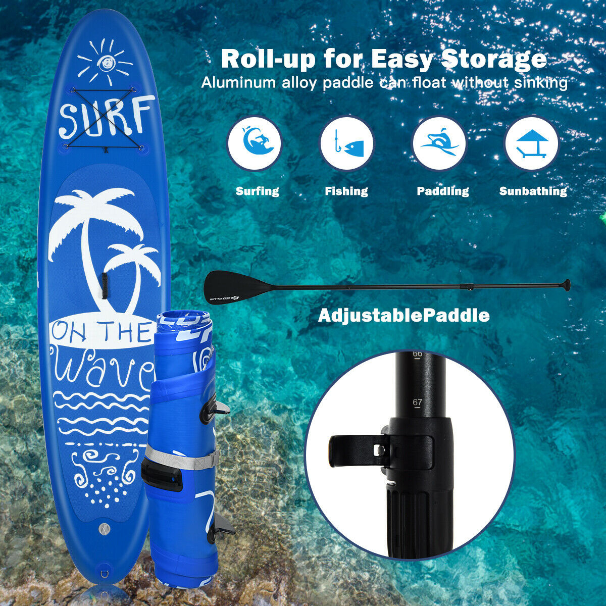 OUTGOO Inflatable and Adjustable Stand Up Paddle Board for Water Sports, Travel and Outdoor Adventures
