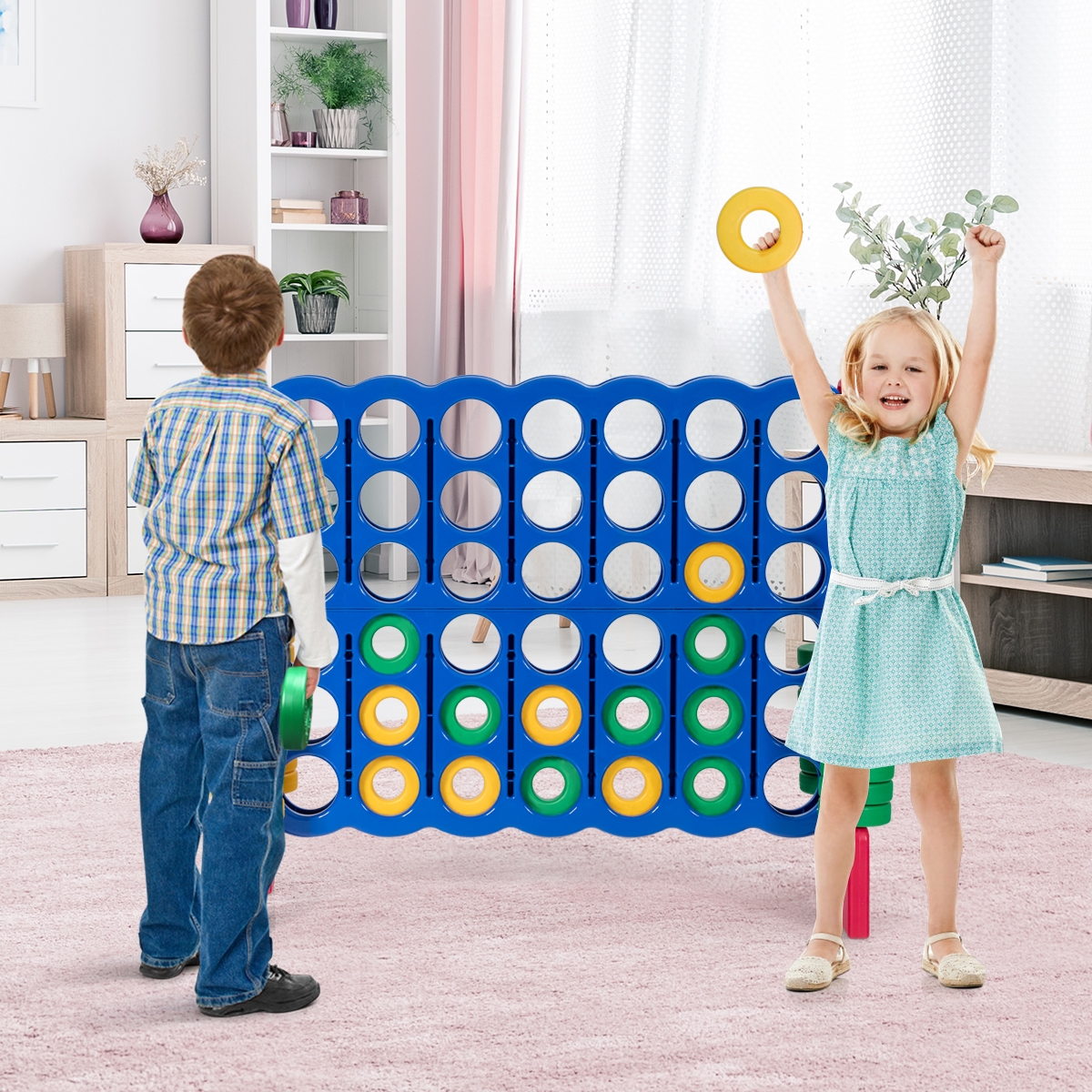 OUTGOO Jumbo 4-to-Score Giant Game Set with 42 Jumbo Rings and Quick-Release Slider