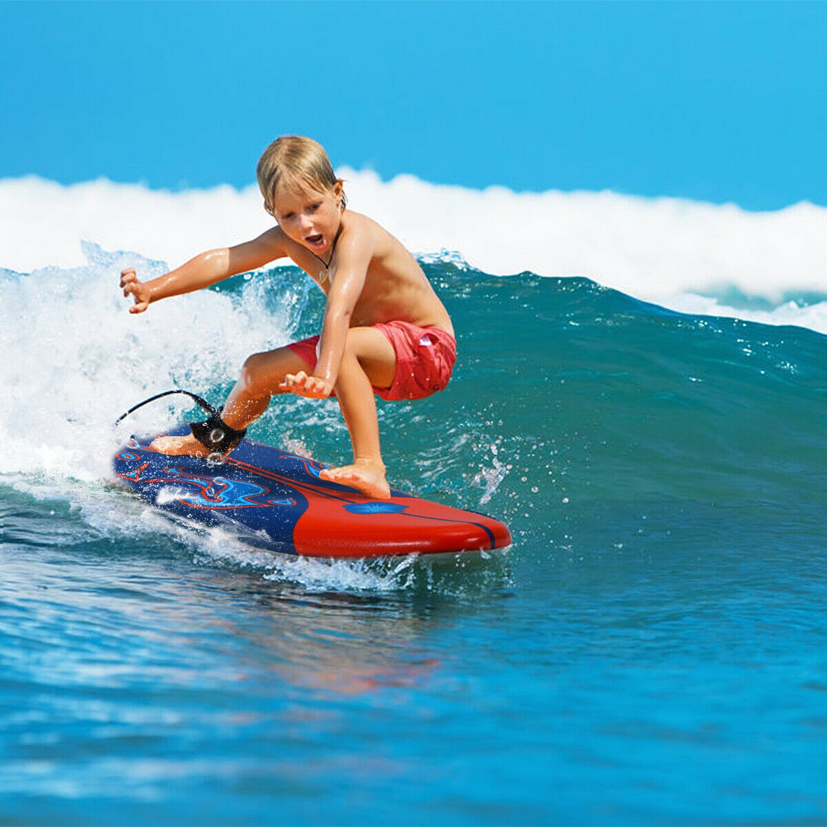 OUTGOO 6 Feet Surfboard with 3 Detachable Fins for Water Sports, Travel and Outdoor Adventures