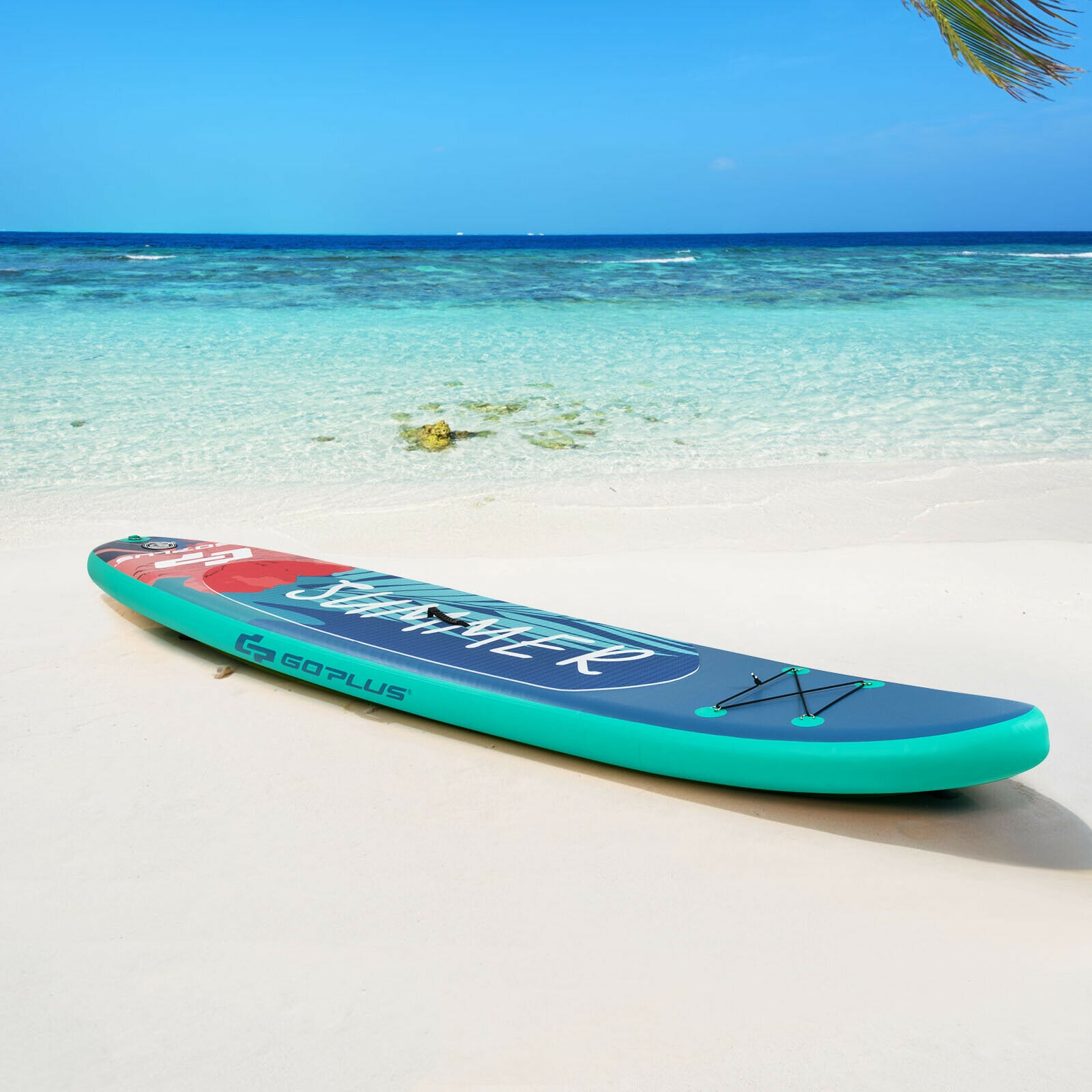 OUTGOO 10 Feet Inflatable Stand Up Paddle Board with Backpack Leash Aluminum Paddle