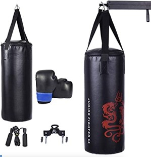 OUTGOO 5 Pieces 40Lbs Filled Punching Boxing Set with Jump Rope and Gloves for Active Play, Training and Family Fun