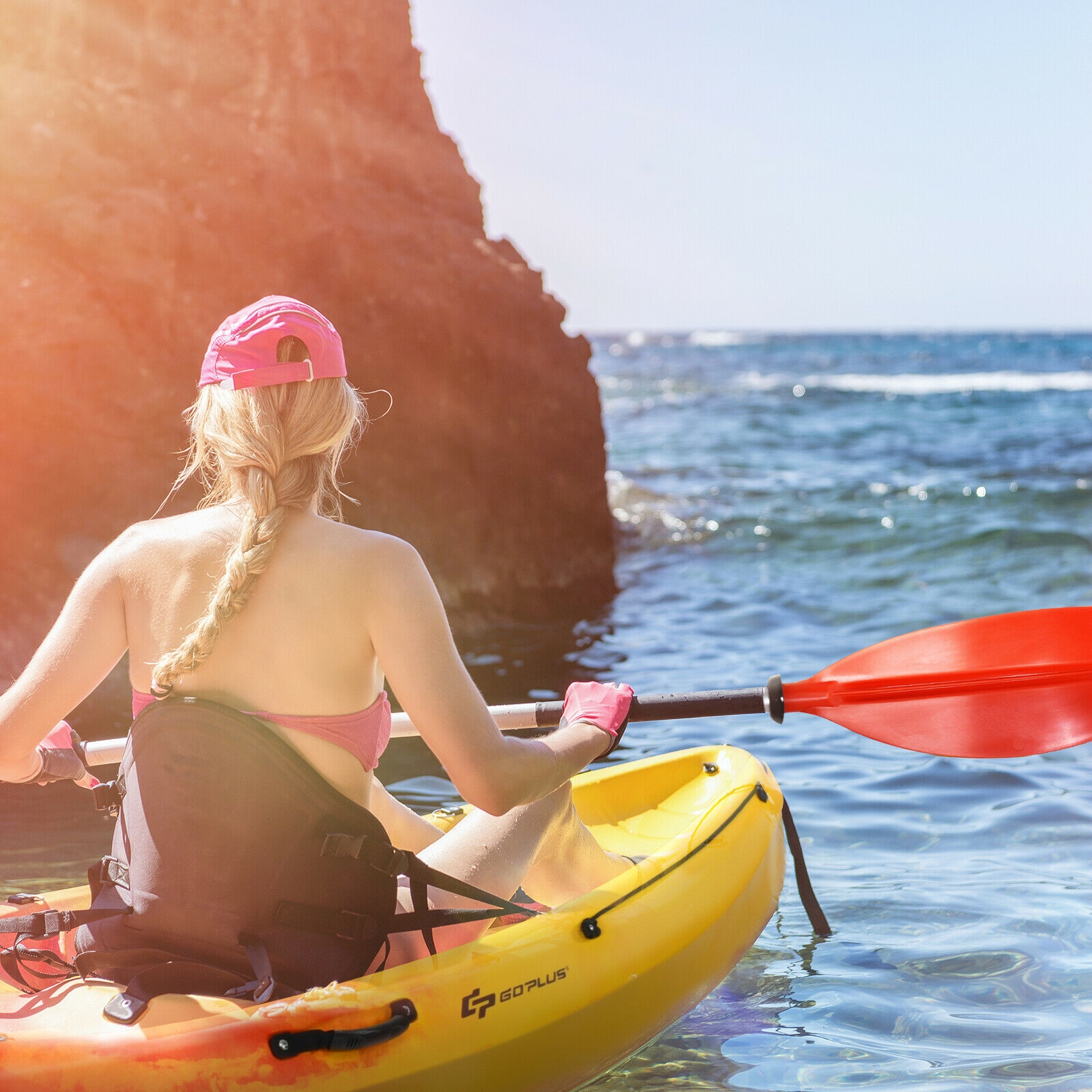 OUTGOO Single Sit-on-Top Kayak with Detachable Aluminum Paddles for Water Sports, Travel and Outdoor Adventures