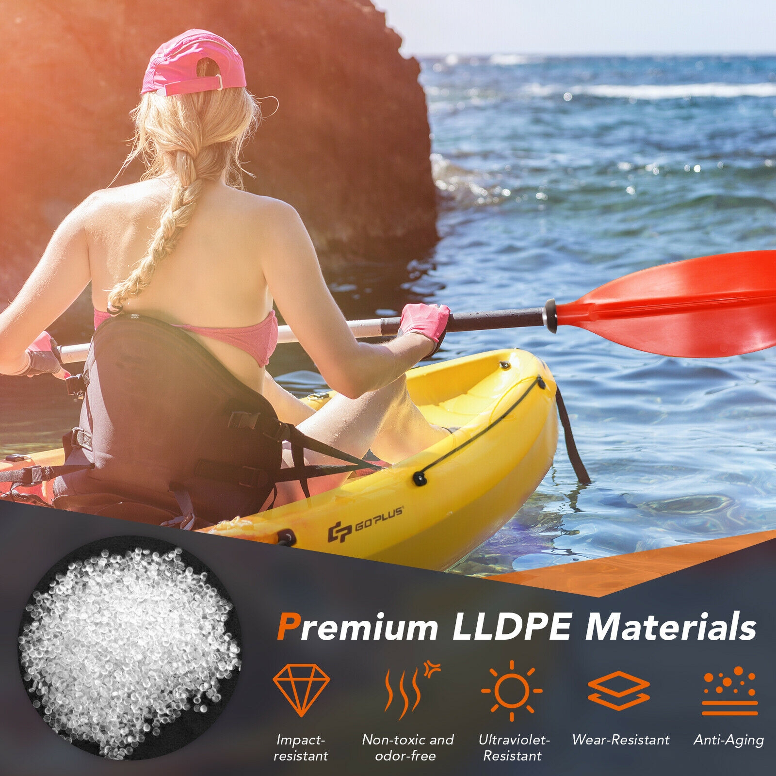 OUTGOO Single Sit-on-Top Kayak with Detachable Aluminum Paddles for Water Sports, Travel and Outdoor Adventures